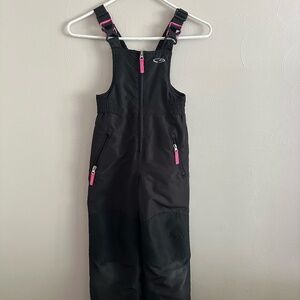GIRLS - SNOWPANTS - BLACK / PINK - CHAMPION BRAND - SIZE XS (4-5) - SNOW PANTS